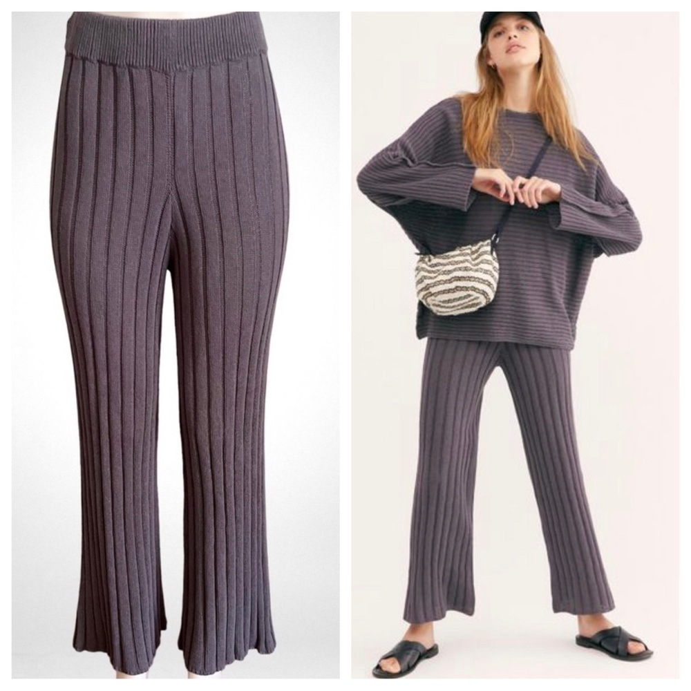 Free People Beach Imogene Ribbed Knit Sweater Flare Pants Size S